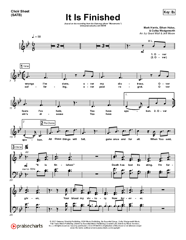 It Is Finished Choir Sheet (SATB) (GATEWAY)