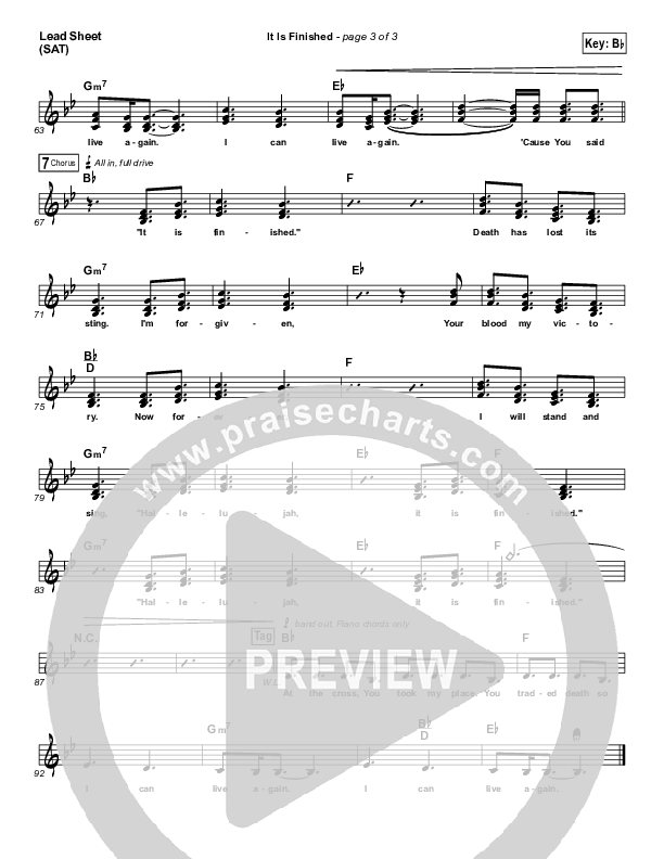 It Is Finished Lead Sheet (SAT) (GATEWAY)