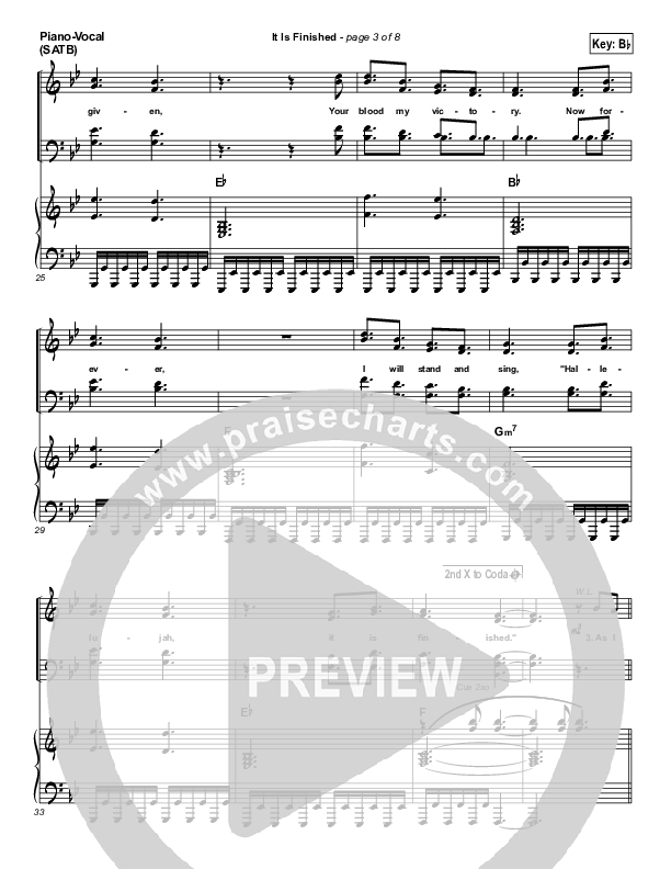 It Is Finished Piano/Vocal (SATB) (GATEWAY)