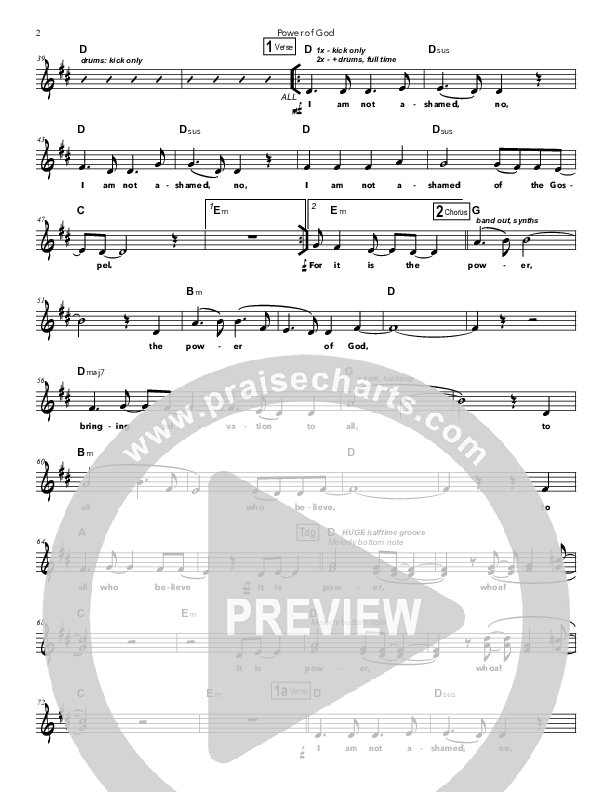 Power Of God Lead Sheet (Doorpost Songs / Dave and Jess Ray)