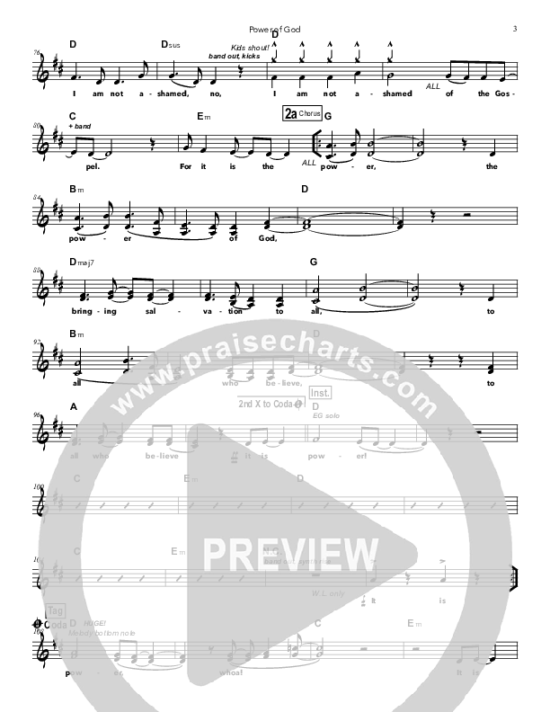 Power Of God Lead Sheet (Doorpost Songs / Dave and Jess Ray)