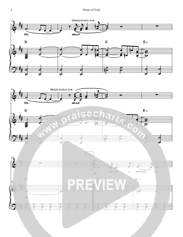 Power Of God Piano/Vocal & Lead (Doorpost Songs / Dave and Jess Ray)