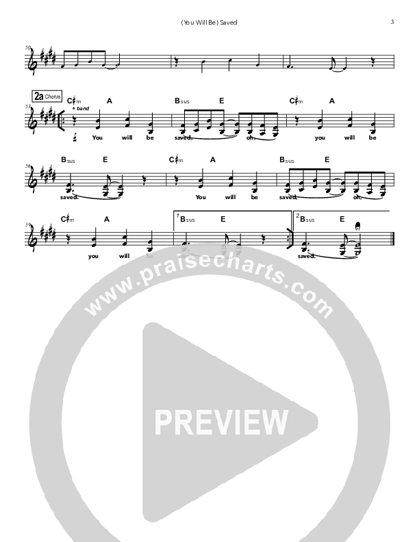 (You Will Be) Saved Lead Sheet (Doorpost Songs / Dave and Jess Ray)