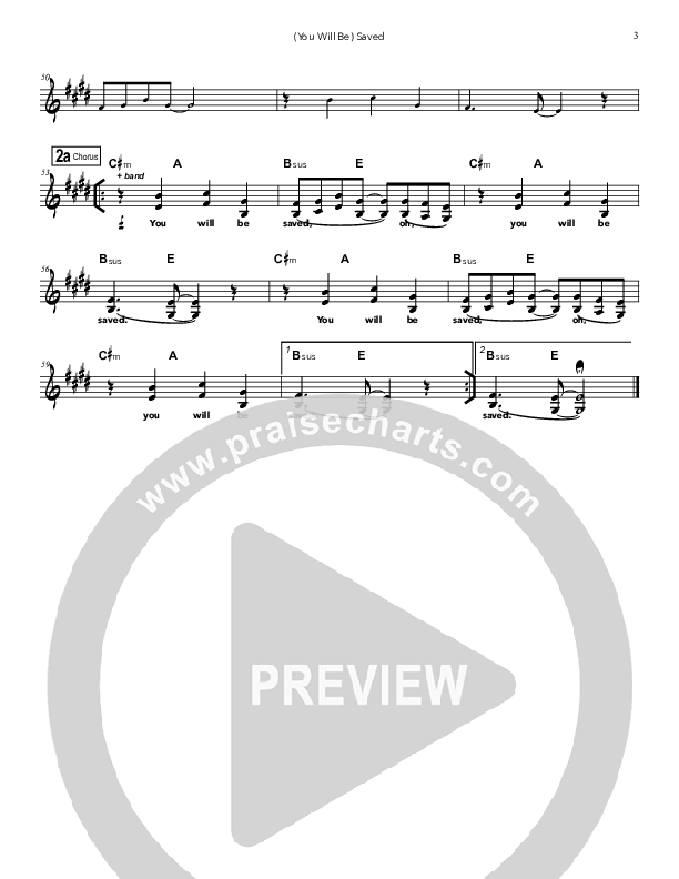(You Will Be) Saved Lead Sheet (Doorpost Songs / Dave and Jess Ray)