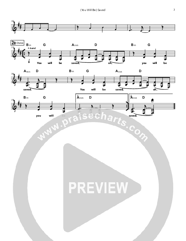 (You Will Be) Saved Piano/Vocal (Doorpost Songs / Dave and Jess Ray)