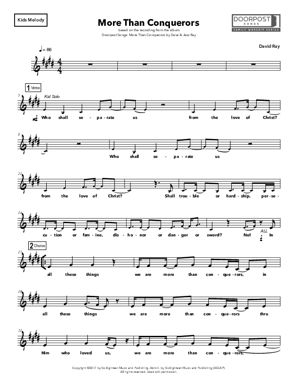 More Than Conquerors Lead Sheet (Doorpost Songs / Dave and Jess Ray)
