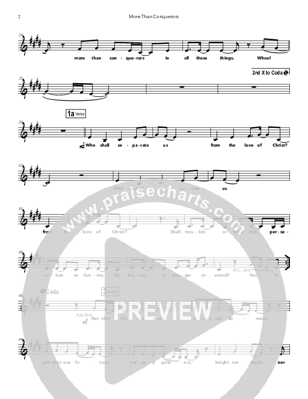 More Than Conquerors Lead Sheet (Doorpost Songs / Dave and Jess Ray)