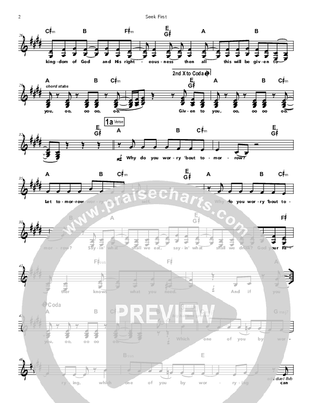 Seek First Lead Sheet (Doorpost Songs / Dave and Jess Ray)