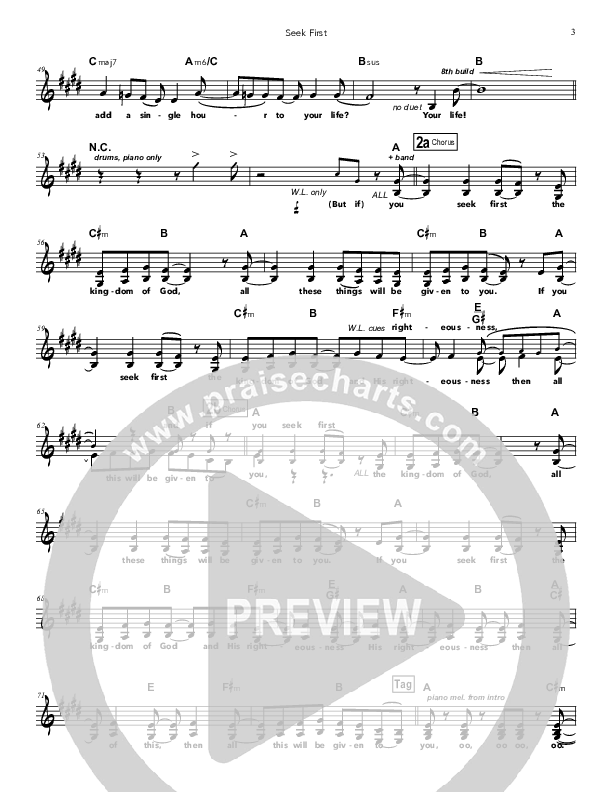 Seek First Lead Sheet (Doorpost Songs / Dave and Jess Ray)