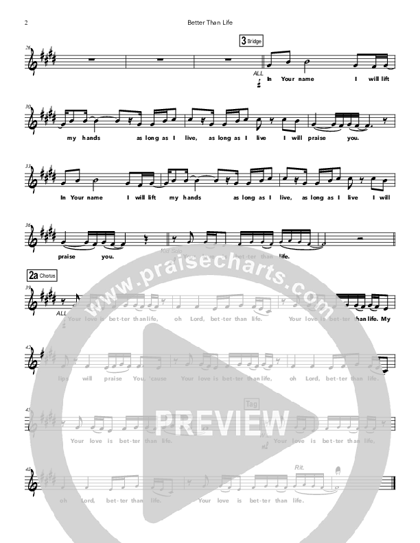 Better Than Life Lead Sheet (Doorpost Songs / Dave and Jess Ray)