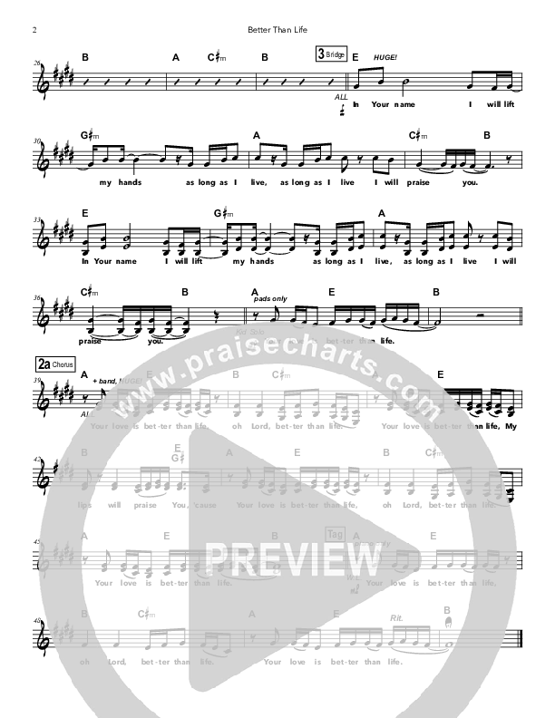 Better Than Life Lead Sheet (SAT) (Doorpost Songs / Dave and Jess Ray)