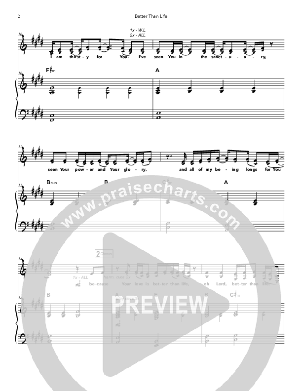 Better Than Life Piano/Vocal & Lead (Doorpost Songs / Dave and Jess Ray)