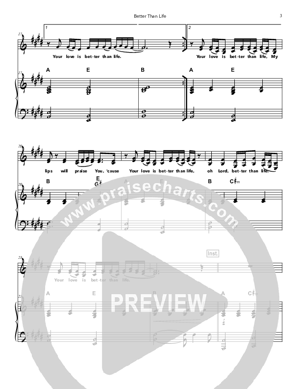 Better Than Life Piano/Vocal & Lead (Doorpost Songs / Dave and Jess Ray)