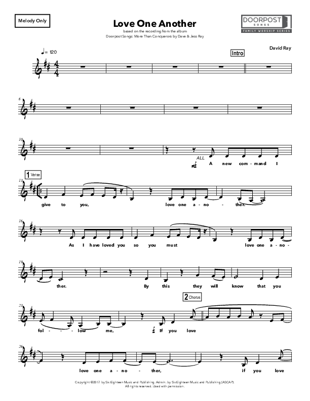 Love One Another Lead Sheet (Doorpost Songs / Dave and Jess Ray)
