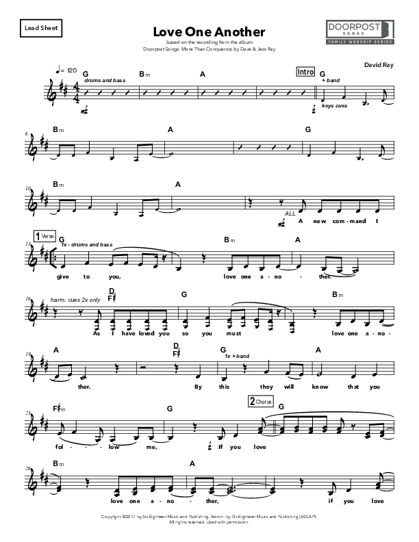 Love One Another Lead Sheet (SAT) (Doorpost Songs / Dave and Jess Ray)