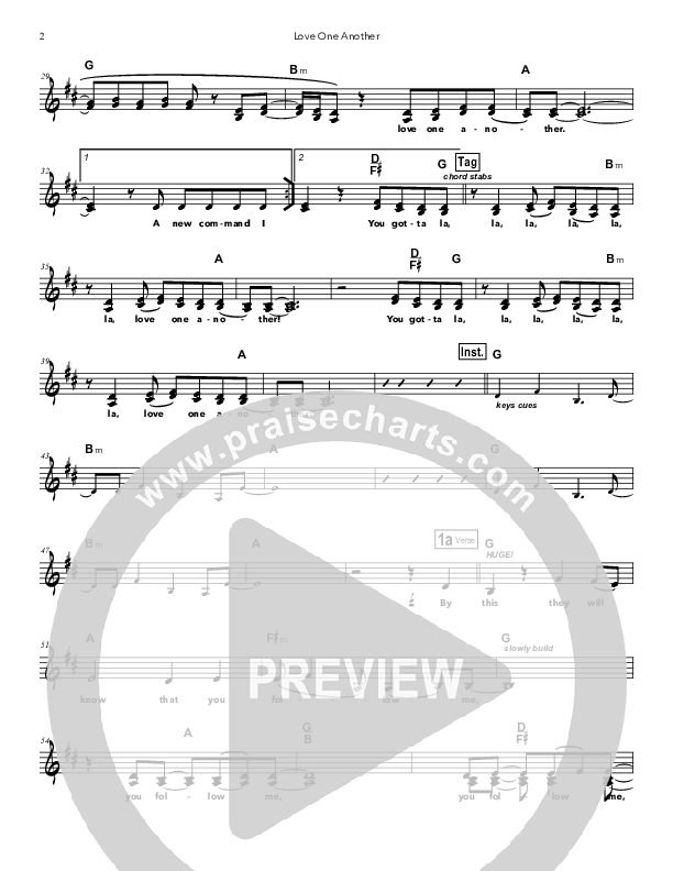 Love One Another Lead Sheet (SAT) (Doorpost Songs / Dave and Jess Ray)