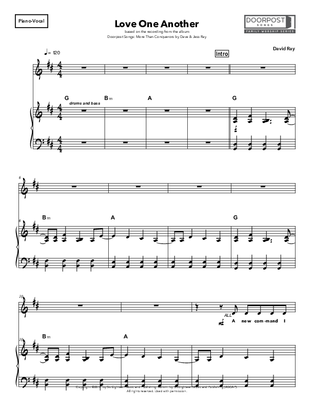 Love One Another Piano/Vocal & Lead (Doorpost Songs / Dave and Jess Ray)