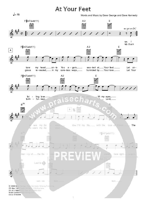 At Your Feet Lead Sheet (Hillsong London / Hillsong Worship)