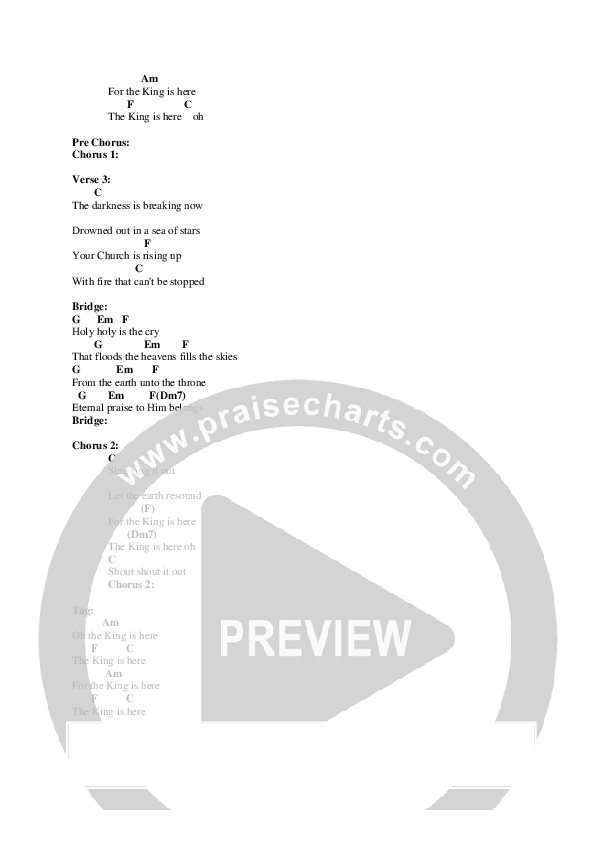 The King Is Here Chords & Lyrics (Corey Voss)