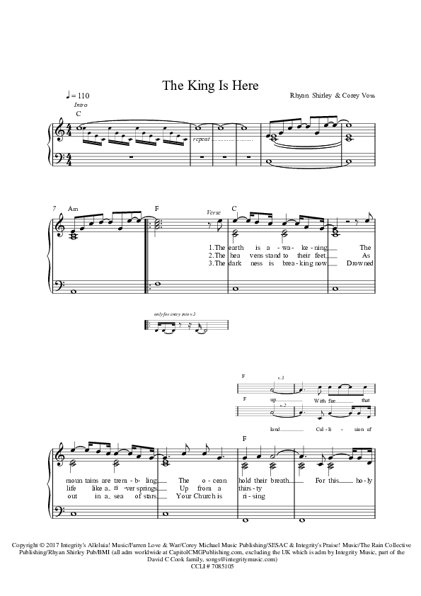 The King Is Here Piano/Vocal (Corey Voss)