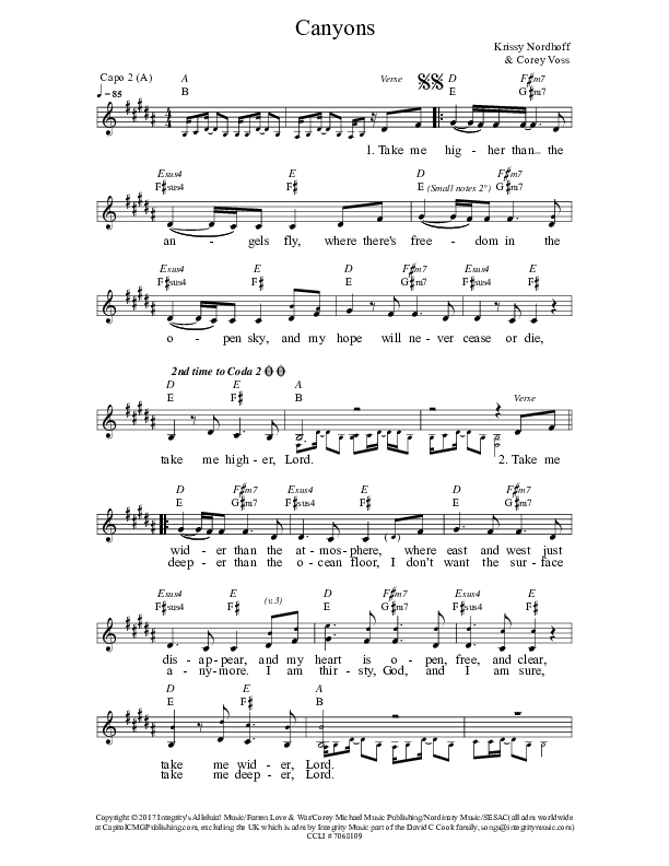 Canyons Lead Sheet (Corey Voss)