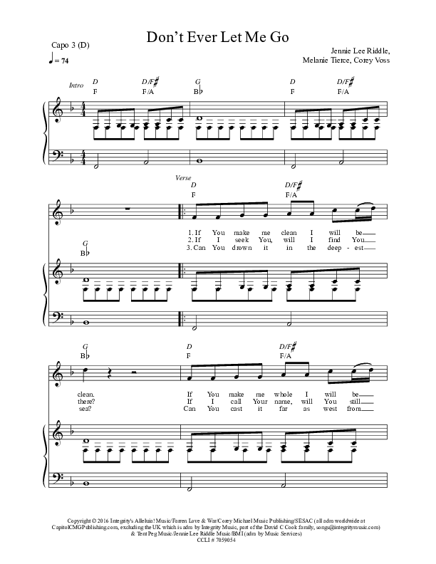 Don’t Ever Let Me Go Piano/Vocal (Corey Voss)