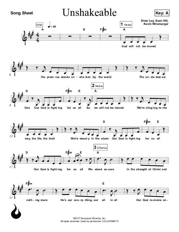 Unshakeable Lead Sheet (Ascension Worship)