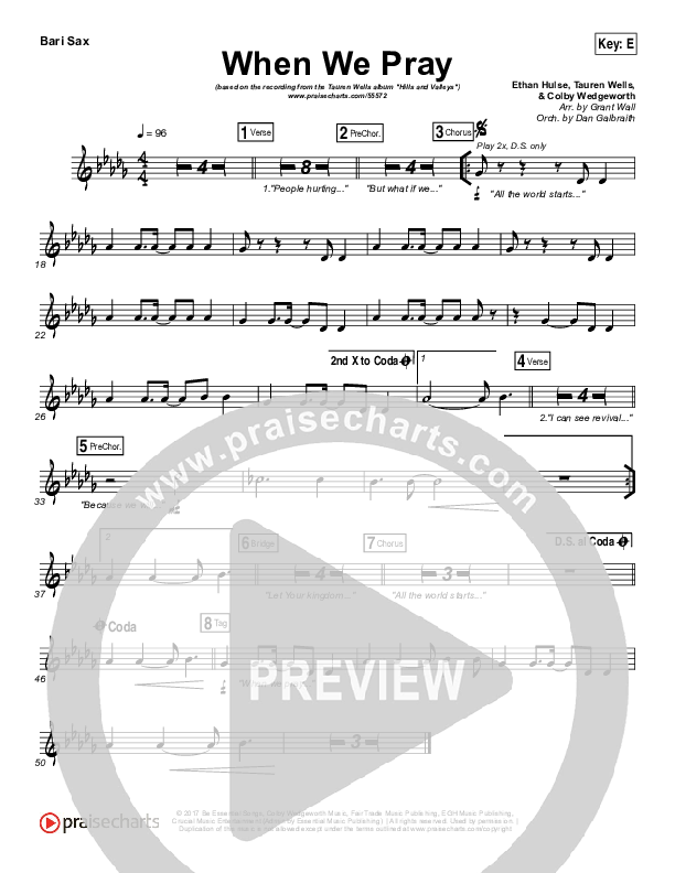 When We Pray Bari Sax (Tauren Wells)