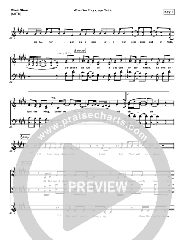 When We Pray Choir Sheet (SATB) (Tauren Wells)