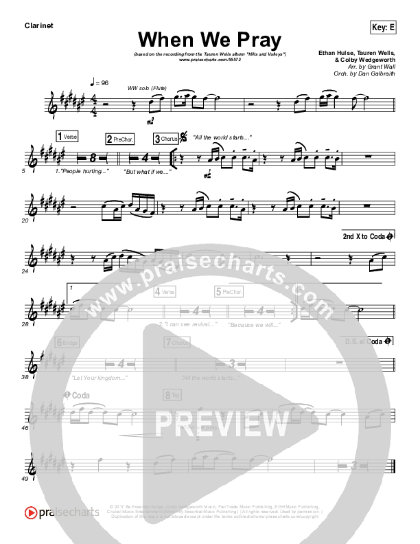 When We Pray Clarinet (Tauren Wells)