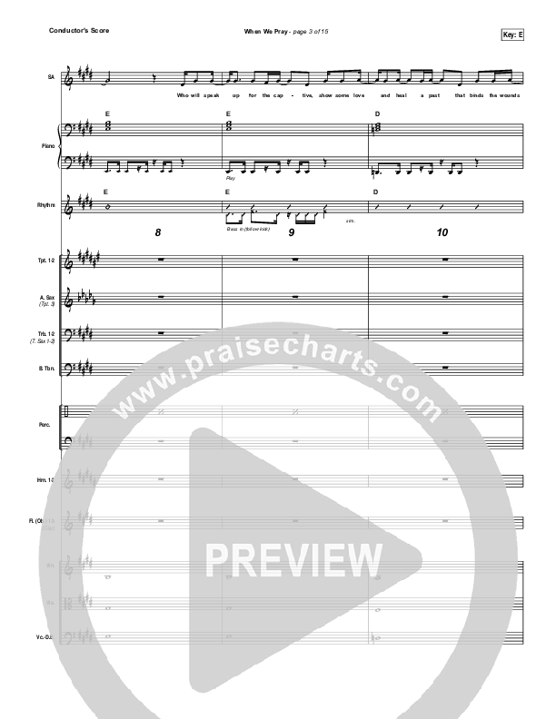 When We Pray Conductor's Score (Tauren Wells)