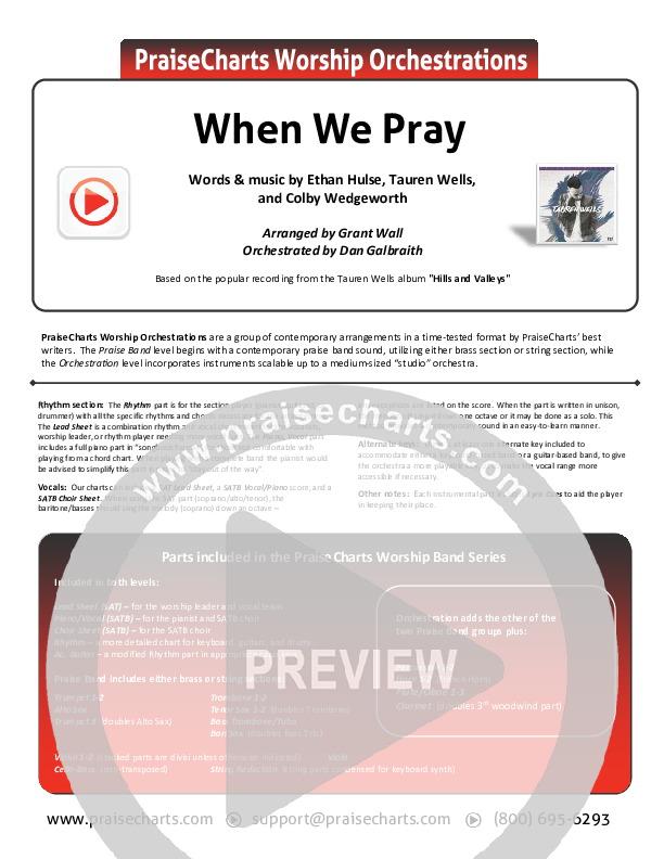 When We Pray Cover Sheet (Tauren Wells)