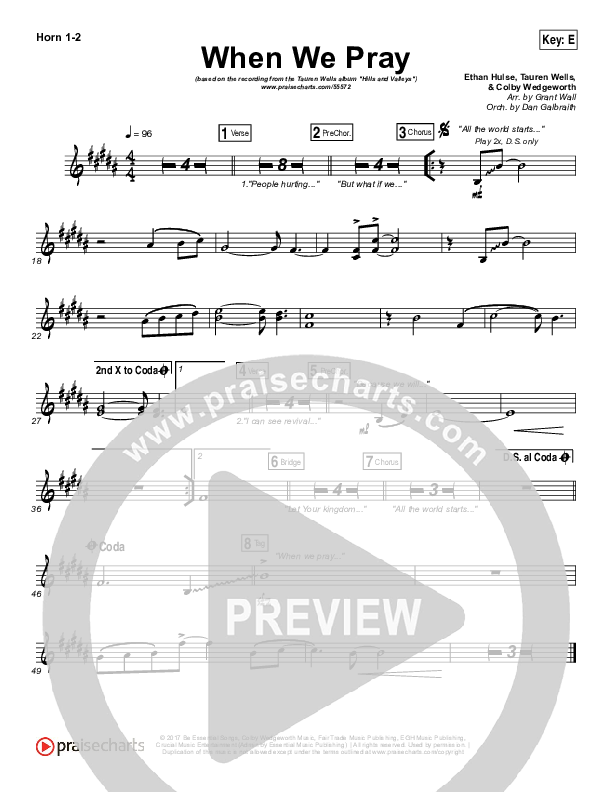 When We Pray Brass Pack (Tauren Wells)