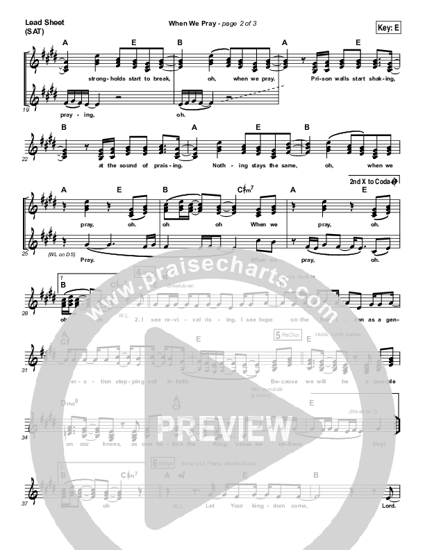 When We Pray Lead Sheet (SAT) (Tauren Wells)