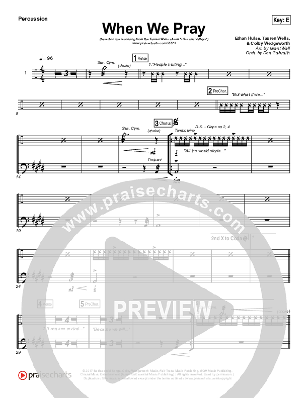 When We Pray Percussion (Tauren Wells)