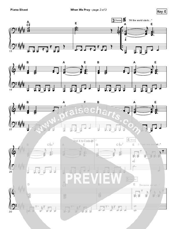 When We Pray Piano Sheet (Tauren Wells)