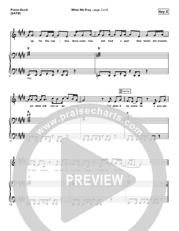 When We Pray Piano/Vocal Pack (Tauren Wells)