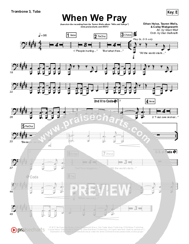When We Pray Trombone 3/Tuba (Tauren Wells)