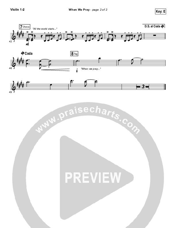 When We Pray Violin 1/2 (Tauren Wells)