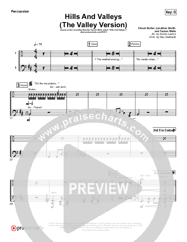 Hills And Valleys (The Valleys Version) Percussion (Tauren Wells)
