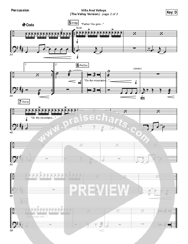 Hills And Valleys (The Valleys Version) Percussion (Tauren Wells)