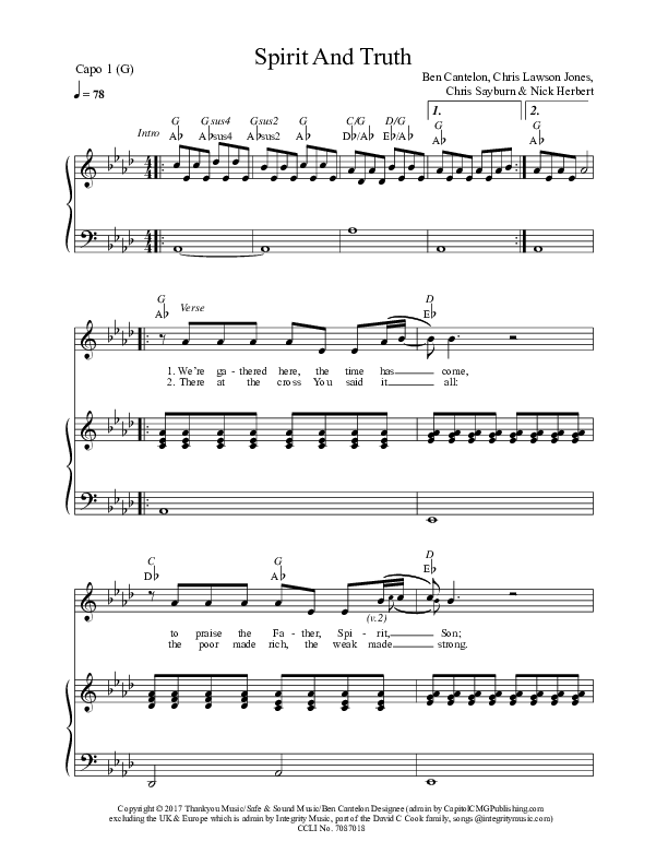 Spirit And Truth Piano/Vocal (Chris Sayburn)