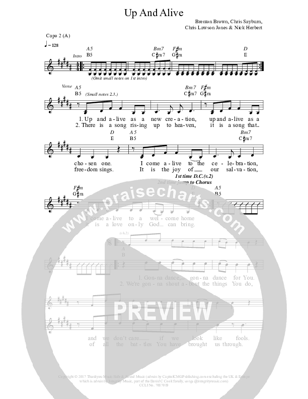 Up And Alive Lead Sheet (Chris Sayburn)
