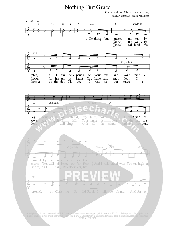 Nothing But Grace Lead Sheet (Chris Sayburn)