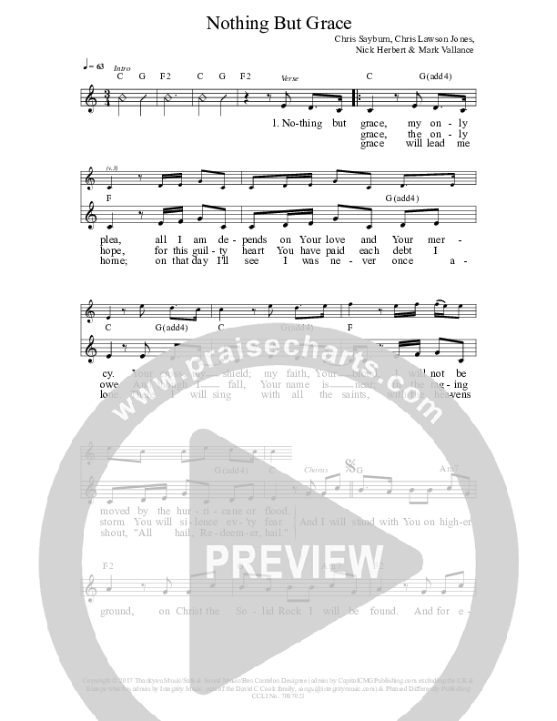 Nothing But Grace Lead Sheet (Chris Sayburn)
