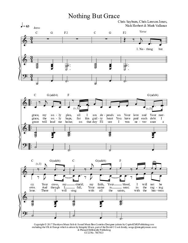 Nothing But Grace Piano/Vocal (Chris Sayburn)