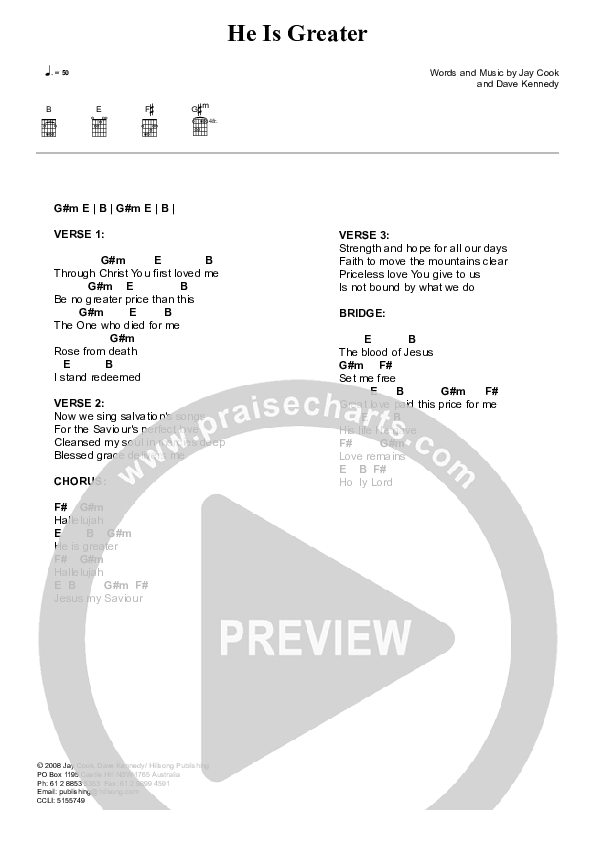 He Is Greater Chord Chart (Hillsong London / Hillsong Worship)