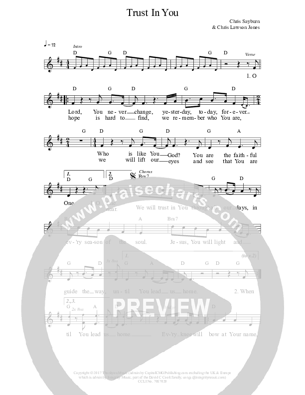 Trust In You Lead Sheet (Chris Sayburn)