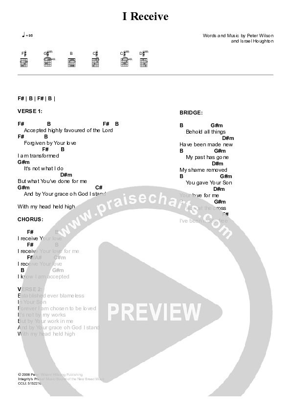 I Receive Chord Chart (Hillsong London / Hillsong Worship)