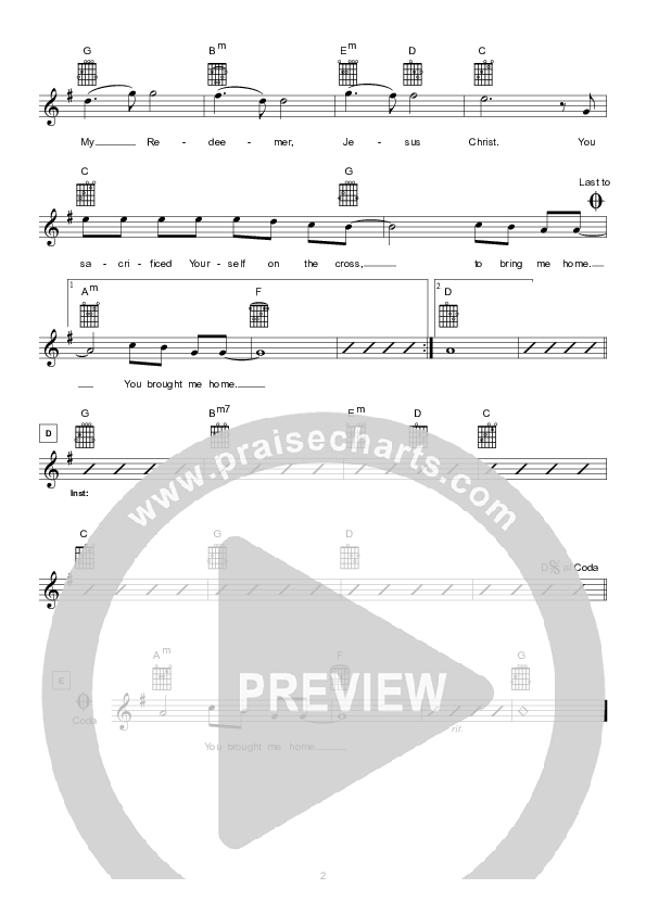 You Brought Me Home Lead Sheet (Hillsong London / Hillsong Worship)
